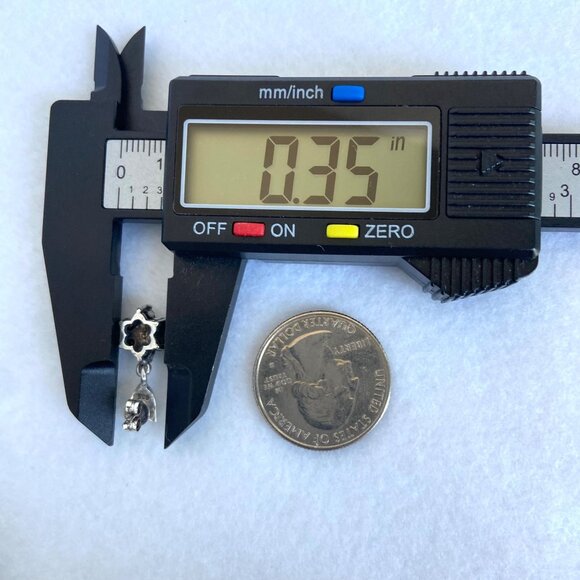 Sterling Silver 925 Cubic Zirconia & Marcasite Flower Dangle Stud Earrings - Picture 15 of 16